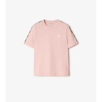 Camiseta de algodón con ribetes de cuadros