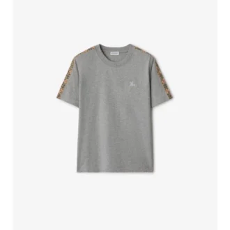 Camiseta de algodón con ribetes de cuadros