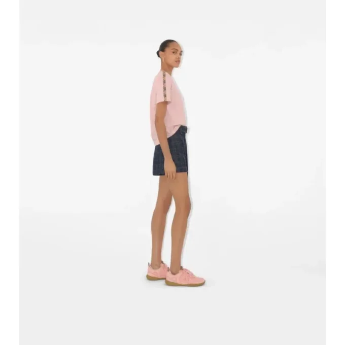 Camiseta de algodón con ribetes de cuadros