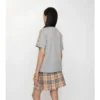 Camiseta de algodón con ribetes de cuadros