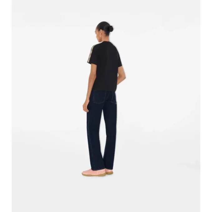 Camiseta de algodón con ribetes de cuadros