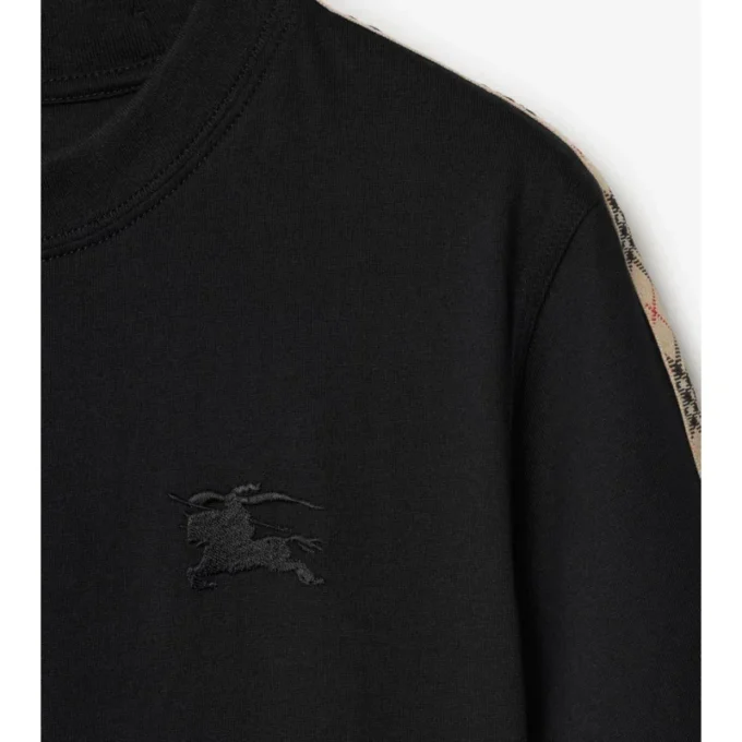 Camiseta de algodón con ribetes de cuadros