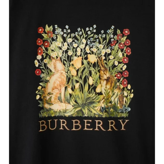 Camiseta de algodón de manga larga con estampado forestal