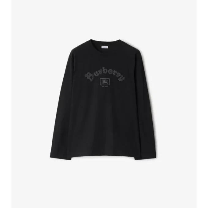 Camiseta de algodón de manga larga con logotipo gótico
