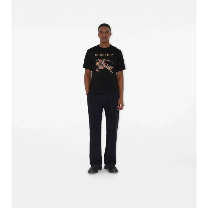Camiseta de algodón EKD con bordado en punto de cruz