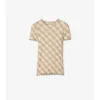Camiseta de algodón elástico con estampado de cuadros