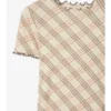 Camiseta de algodón elástico con estampado de cuadros