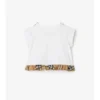 Camiseta de algodón elástico con volantes a cuadros