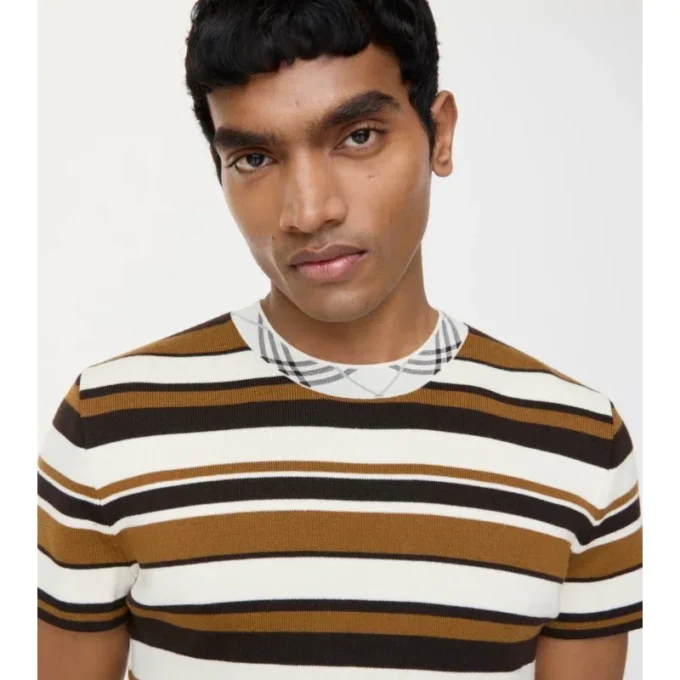 Camiseta de mezcla de lana a rayas