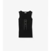 Camiseta sin mangas de mezcla de algodón con ribete a cuadros