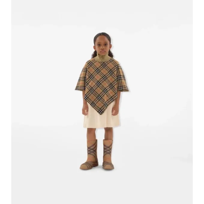 Capa de lana con estampado de cuadros