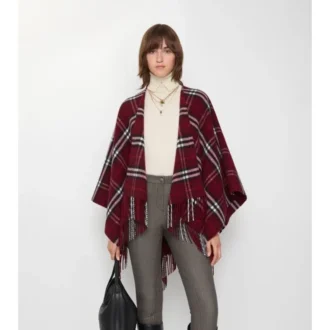 Capa de lana y cachemira con estampado de cuadros