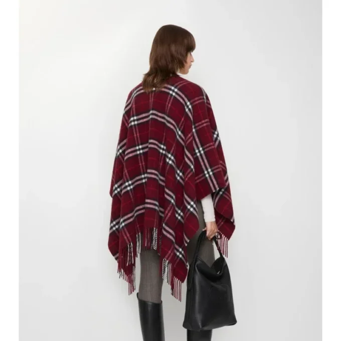Capa de lana y cachemira con estampado de cuadros