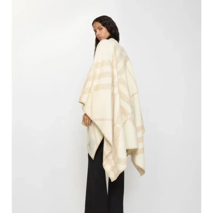 Capa de lana y cachemira con estampado de cuadros