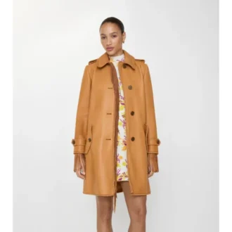 Car Coat corto de piel con flecos