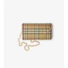 Cartera con correa de cadena y estampado de cuadros