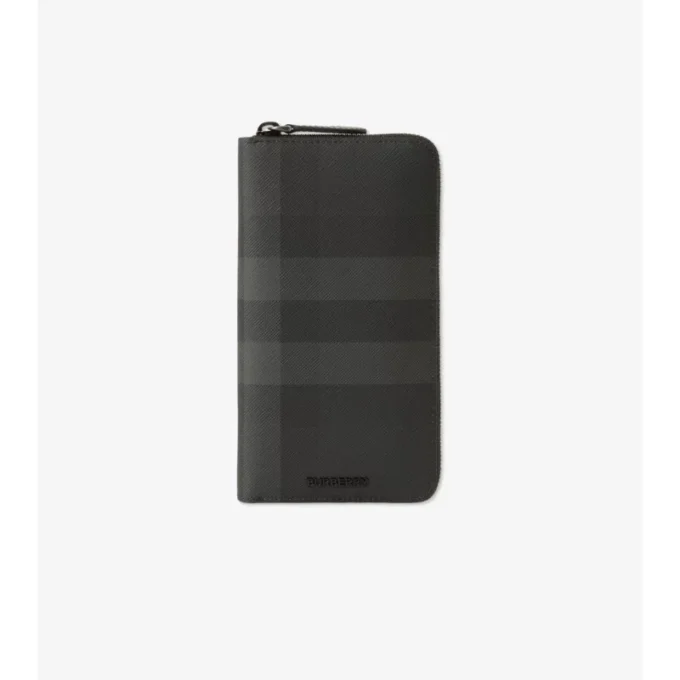 Cartera con cremallera y estampado de cuadros