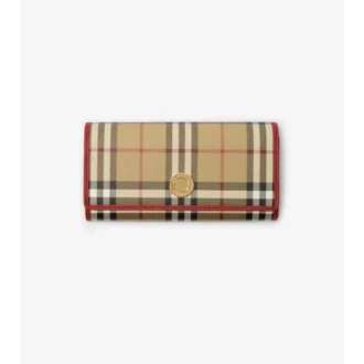 Cartera continental con estampado de cuadros
