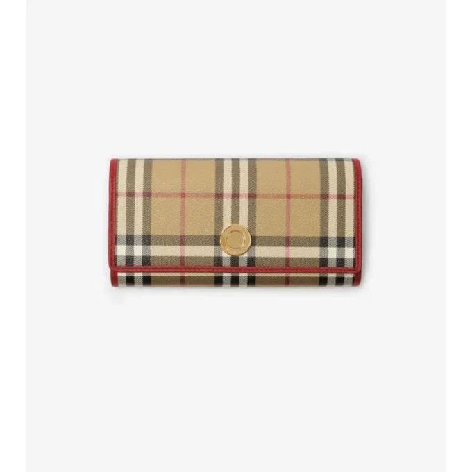 Cartera continental con estampado de cuadros