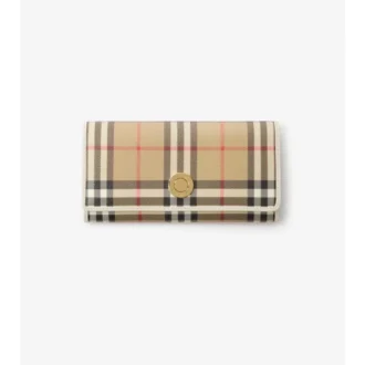 Cartera continental con estampado de cuadros