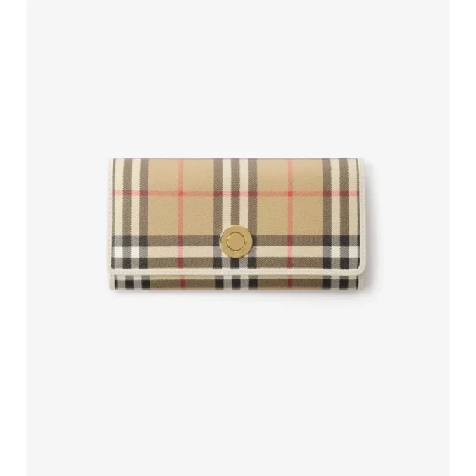 Cartera continental con estampado de cuadros