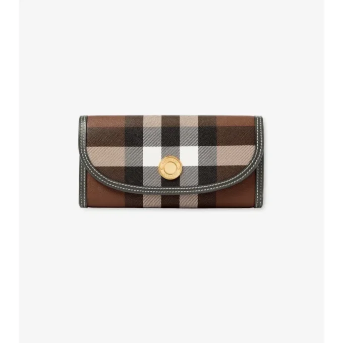 Cartera continental con estampado de cuadros