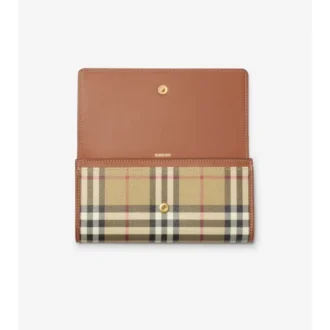 Cartera continental con estampado de cuadros