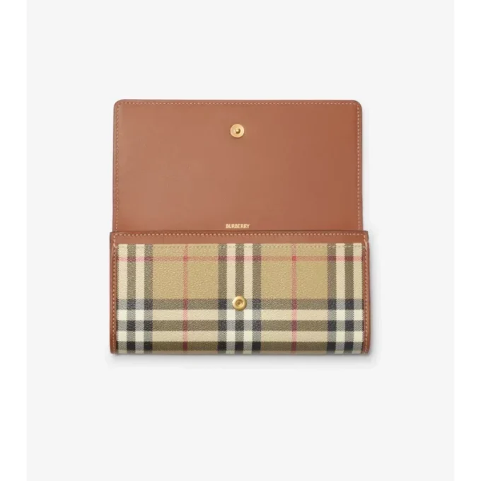 Cartera continental con estampado de cuadros