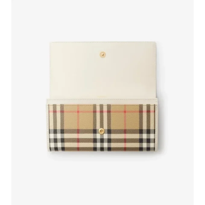 Cartera continental con estampado de cuadros