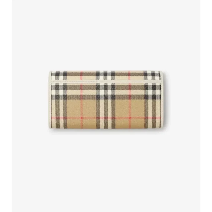 Cartera continental con estampado de cuadros