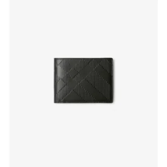 Cartera delgada con dos compartimentos y estampado de cuadros en relieve