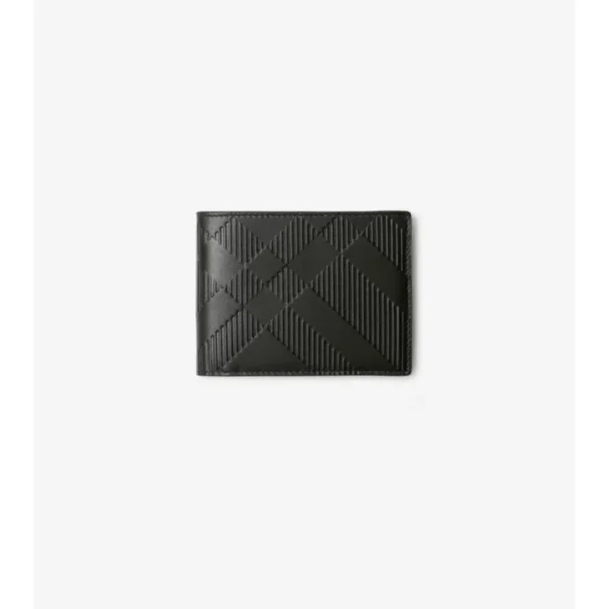 Cartera delgada con dos compartimentos y estampado de cuadros en relieve