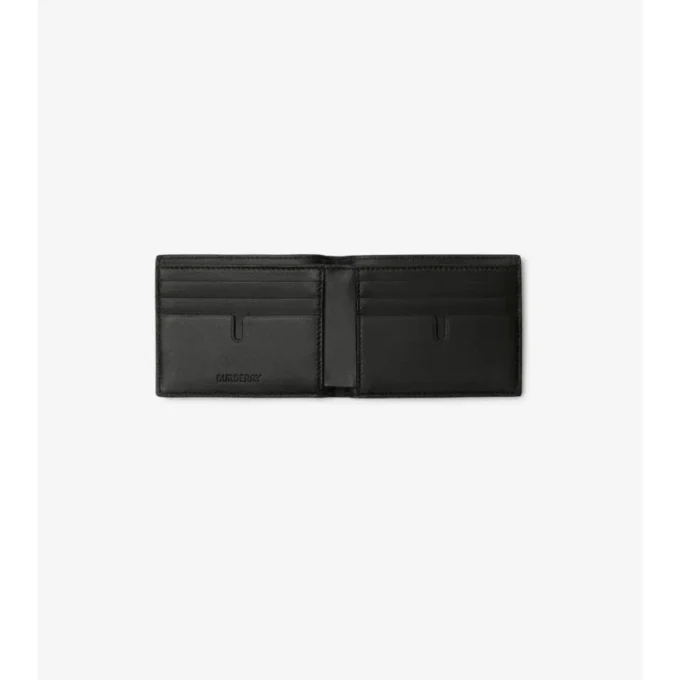 Cartera delgada con dos compartimentos y estampado de cuadros en relieve