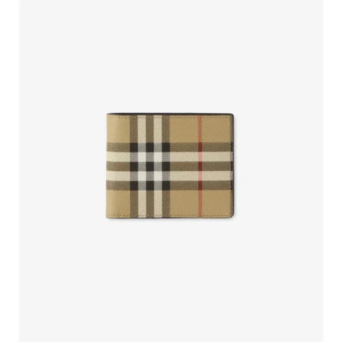 Cartera doble delgada con estampado de cuadros