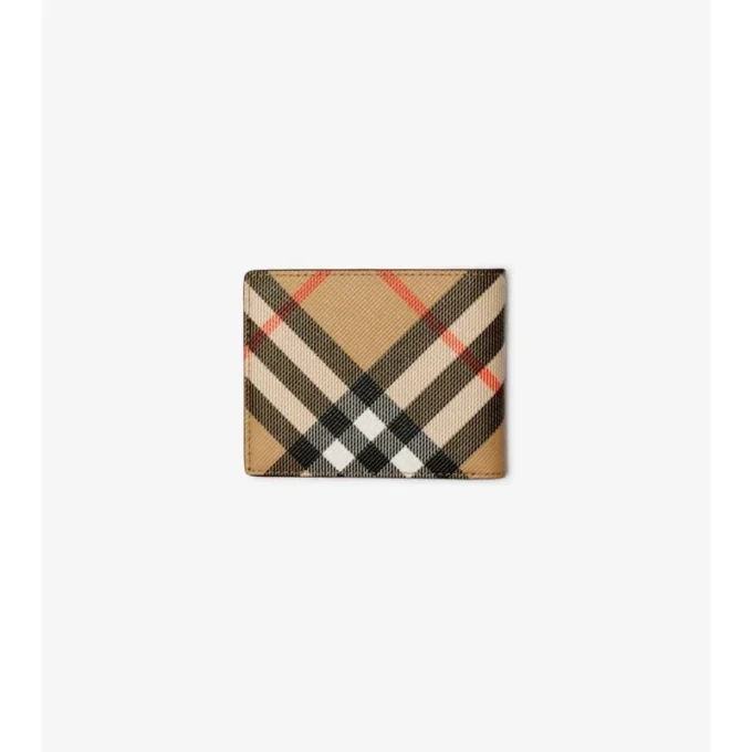 Cartera doble delgada con estampado de cuadros