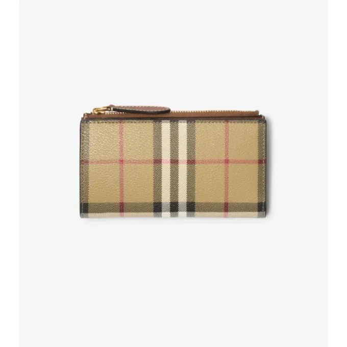 Cartera doble mediana con estampado de cuadros