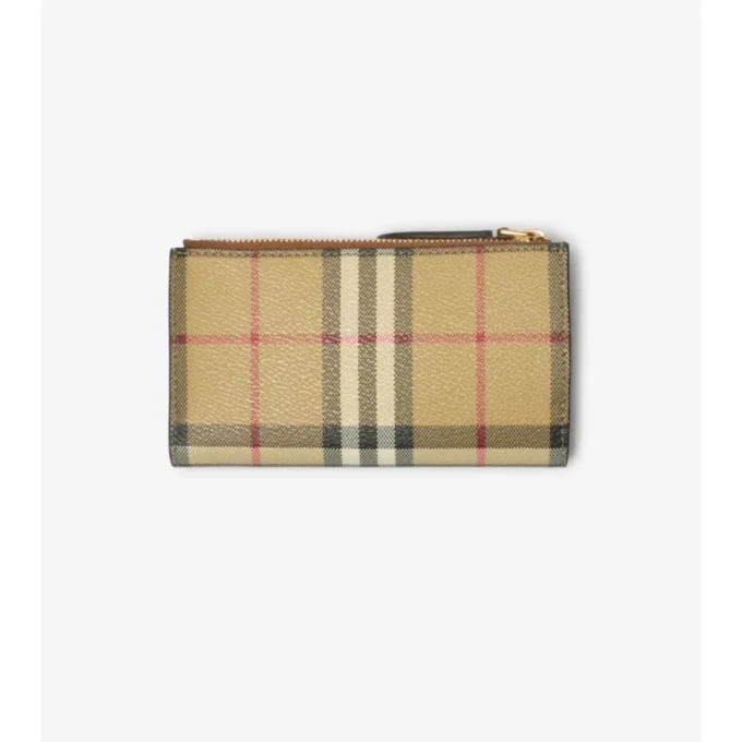 Cartera doble mediana con estampado de cuadros