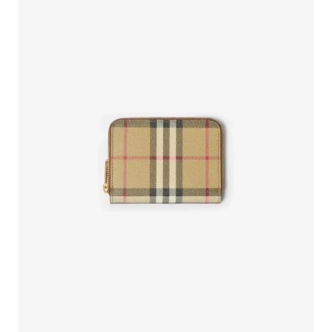 Cartera pequeña con cremallera y estampado de cuadros