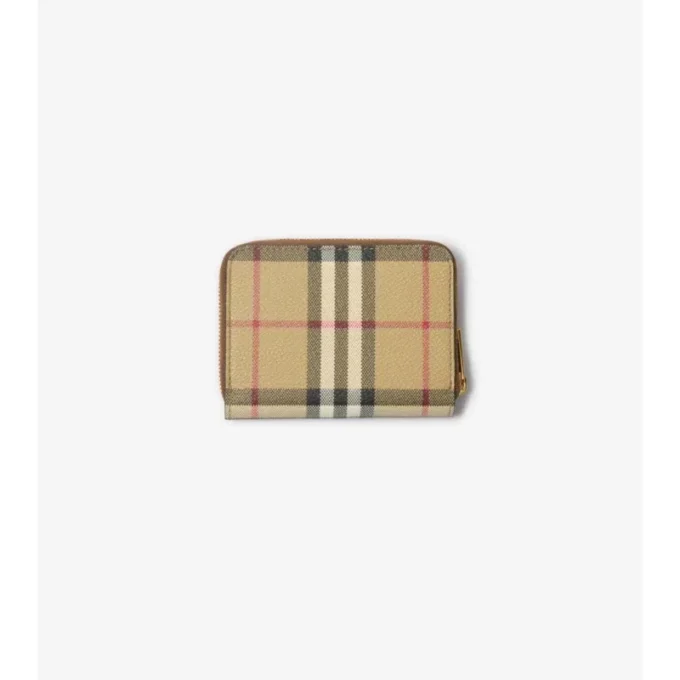 Cartera pequeña con cremallera y estampado de cuadros