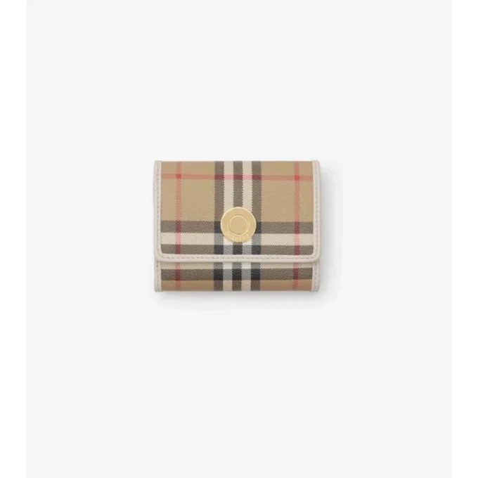 Cartera plegable con estampado de cuadros pequeños