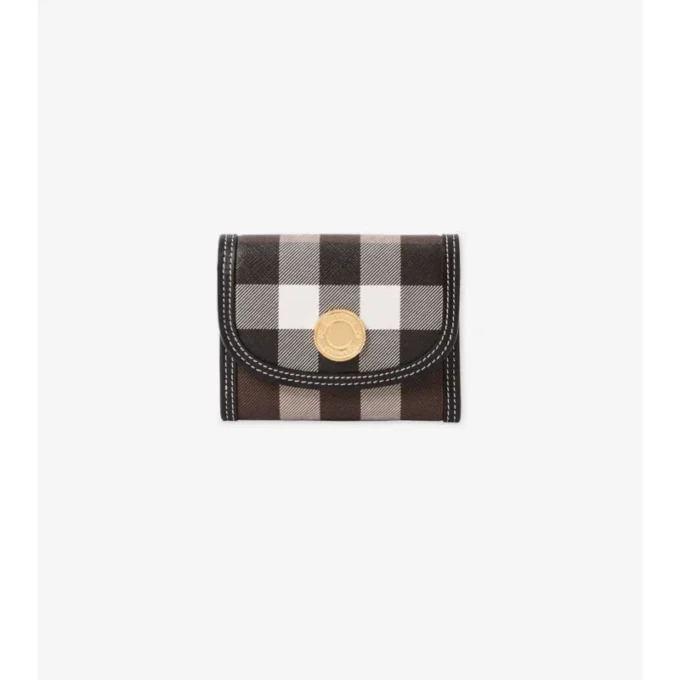 Cartera plegable con estampado de cuadros pequeños