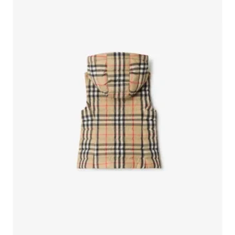 Chaleco acolchado con capucha y estampado de cuadros