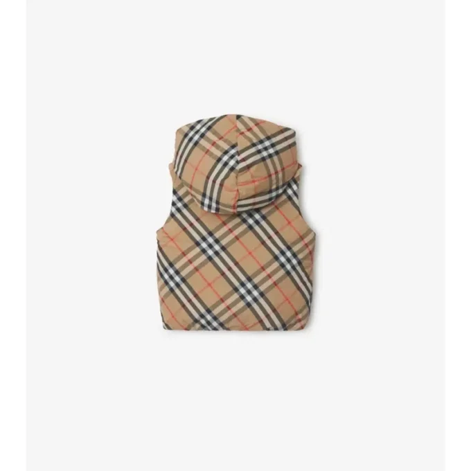 Chaleco acolchado reversible de nailon con estampado de cuadros