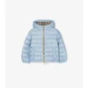 Chaqueta acolchada con capucha de nailon con cinta a cuadros