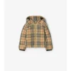 Chaqueta acolchada con capucha y estampado de cuadros