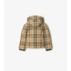 Chaqueta acolchada con capucha y estampado de cuadros