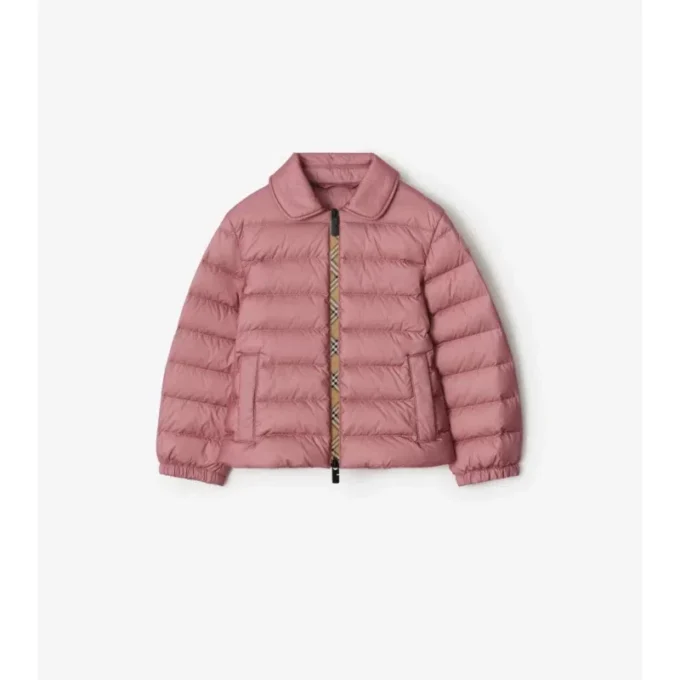 Chaqueta acolchada de nailon con cinta a cuadros