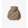 Chaqueta acolchada reversible de nailon con estampado de cuadros