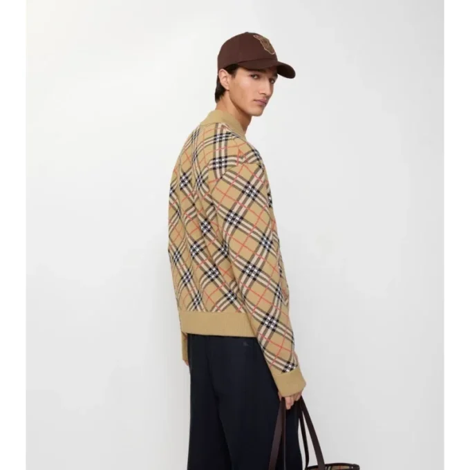 Chaqueta bomber de algodón y lana a cuadros
