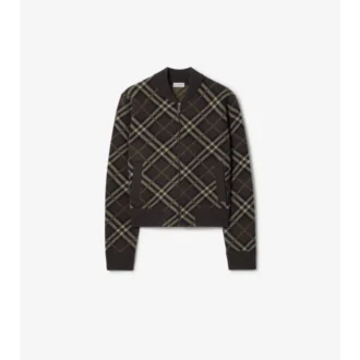 Chaqueta bomber de lana y cachemira a cuadros